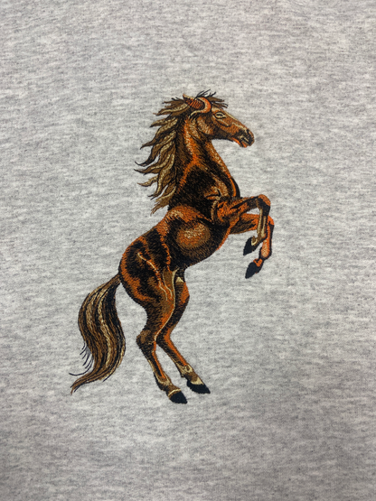 Realistic Horse Embroidered Hoodie / Crew