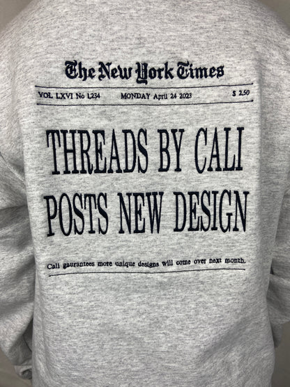 Custom Newsprint Embroidered Hoodie / Crew