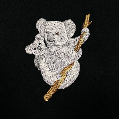 Realistic Koala Embroidered Hoodie / Crew